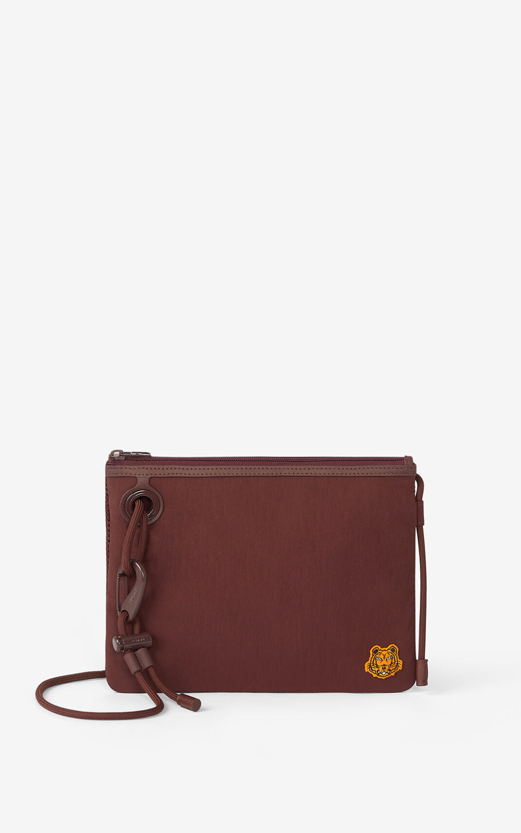 Kenzo Tiger Crest with strap Clutch Burgundy For Mens 5786ZOPNQ
